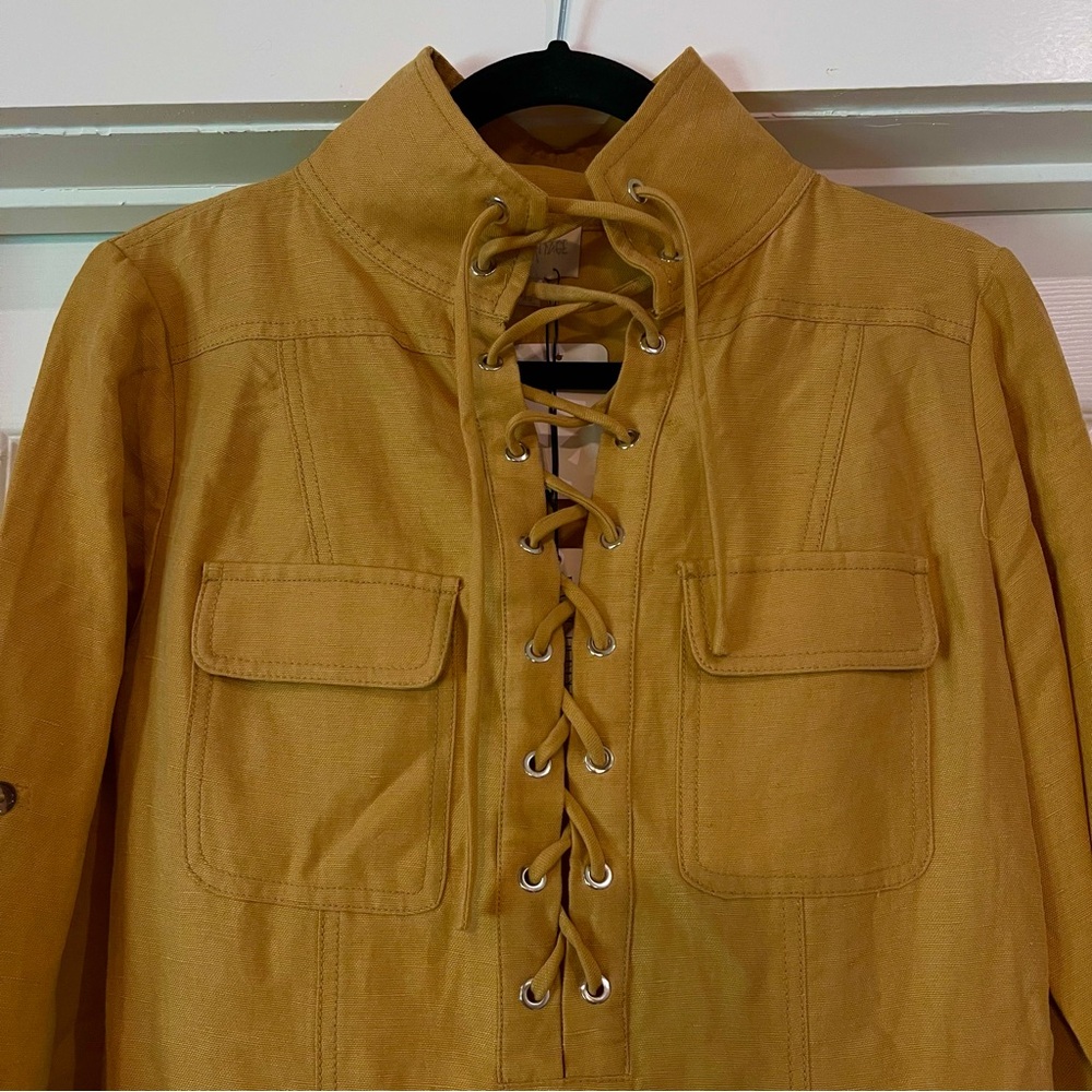 Devine Heritage. Lace Up Mini Safari Dress in Driftwood - Picture 5 of 9